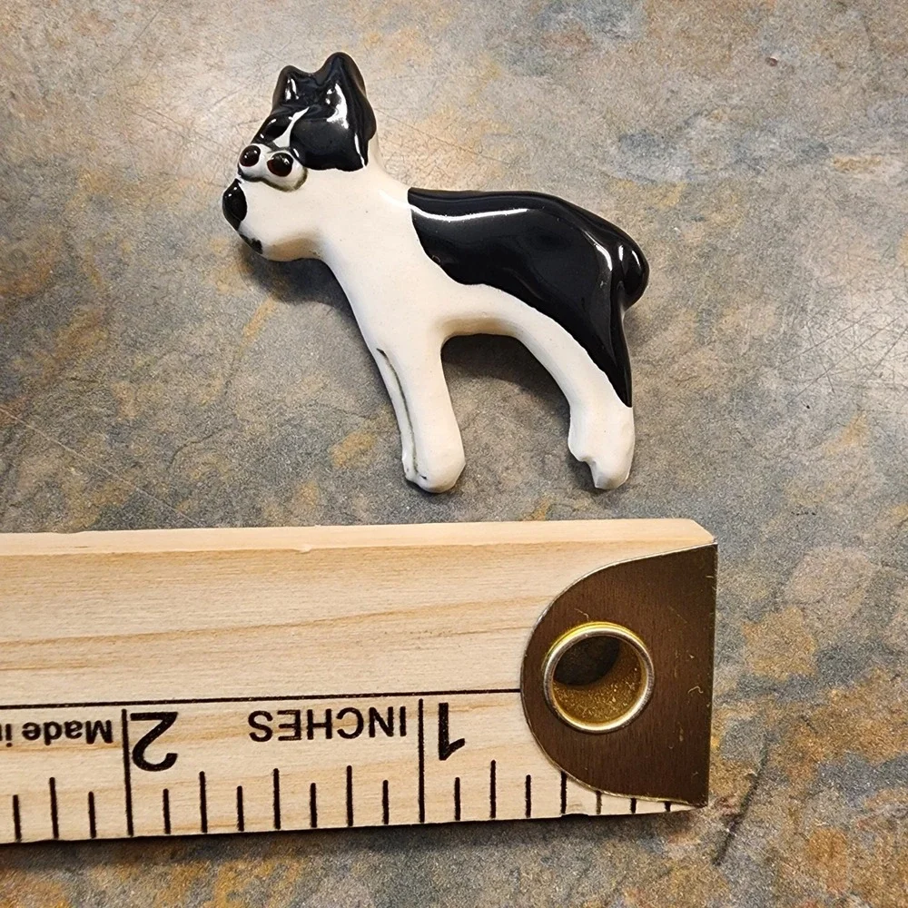 BOSTON TERRIER - hat pin , lapel pin , tie tac , hatpin Ceramic, Hand Painted